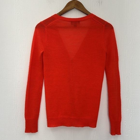 J.Crew - Bright Orange Red Italian Spun Alpaca Blend Jeweled Button Cardigan XS - Picture 10 of 10
